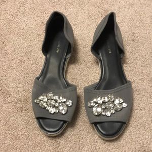 All Black Jeweled Sandal, Size 39, Gently Worn